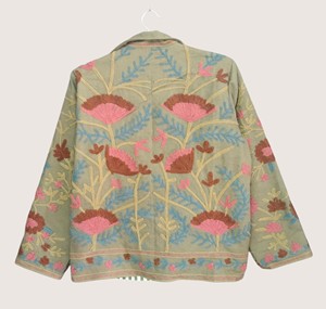 Chaqueta Bohemia Suzani Ecológica Bordada de Lana y Mezcla, Cuello Redondo, Manga Larga, Talla Grande, Ropa de Abrigo Casual de Invierno para Mujer - Product Image 1