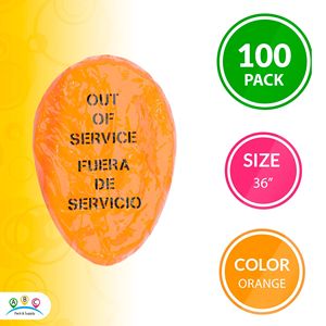 Paquete de etiquetas de servicio naranja de 36 pulgadas 100, letrero de pedido de baño altamente visible, impresión en inglés y español para cocina, restaurante, Hotel - Product Image 2