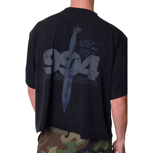 T-shirt homme col rond manches courtes, motif graphique avant et arrière, coupe ample, streetwear, vente en gros, personnalisable OEM, en jersey de coton, référence 994 - Product Image 5