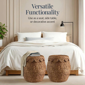 Space-Saving Eco-Friendly Stylish Storage Solution for Minimalist Decor Modern <b>Foldable</b> Water Hyacinth <b>Basket</b> - Product Image 3