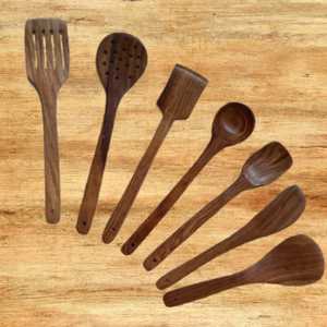 Juego de utensilios de cocina de madera, utensilio de cocina antiadherente, cucharas y espátulas de madera, cucharas de madera para cocinar, tenedor para ensalada - Product Image 5