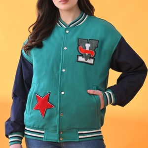 Chaqueta Varsity Personalizada de Moda para Mujer, Chaqueta Bomber de Béisbol con Botones a Presión, Estilo Universitario, Ropa Casual de Calle de Primera Calidad - Product Image 1