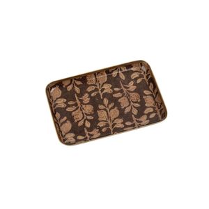 Plateau de service rectangulaire en métal imprimé floral personnalisé avec bord doré, vaisselle, plateau de présentation, vente en gros, décoration pour la maison et l'hôtel - Product Image 1