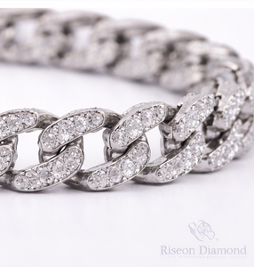 Bracelet de luxe pour homme en or blanc 18 carats, entièrement pavé de diamants cubains et de pierres de laboratoire, avec fermoir sécurisé, bracelet de poignet imposant - Product Image 5
