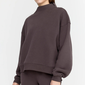 Camiseta de Forro Polar Ligero de Manga Larga con Cuello Alto para Mujer, Estilo Oversize, con Logo Frontal, para Invierno - Product Image 3