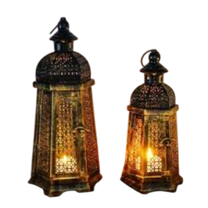 Antique Moroccan Style Metal Hanging <b>Lantern</b> Indoor Decorative <b>Candle</b> <b>Holder</b> With Flickering Led <b>Candle</b> Vintage Bronze Finish - Product Image 4