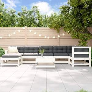 Ensemble de salon de jardin en pin massif blanc avec tissu Oxford et coton PP, mobilier d'extérieur élégant - Product Image 1
