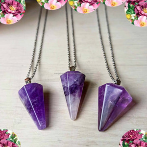 Colgante de plata 925, amatista Natural, piedras de una sola punta, diseño de múltiples formas, joyería de aspecto nuevo para uso diario, cadenas calientes - Product Image 4