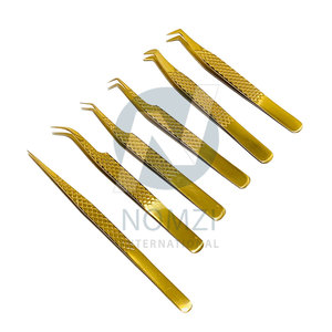 Pince à épiler de luxe en acier inoxydable durable, pointe ultra-fine pour extensions de cils 3D/6D, design doré, longueur 10 mm - Product Image 6