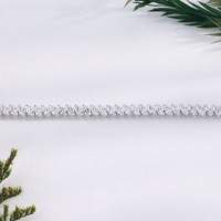 Bracelet tennis minimaliste en or blanc avec diamant de laboratoire taille marquise couleur E, chaîne à maillons en forme de feuille inclinée, cadeau de mariage pour femme