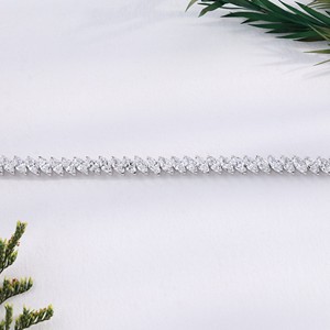 White Gold Marquise Cut Lab Grown Diamond Tennis Bracelet Angled Leaf Link Chain Bracelets Wedding Fine Jewelry <b>Gift</b> For Women - Product Image 3