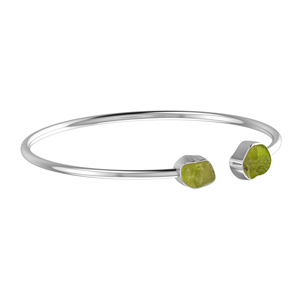Premium 925 Sterling Silver High Finish Trendy Adjustable Bezel Set Twister Bangles Peridot Rough Shape Women's Gift - Product Image 3