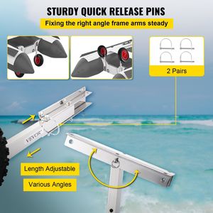 15 \ "in acciaio inox gommone lancio ruote Dolly 4 pz a sgancio rapido perni 600 LBS capacità di carico parti accessori - Product Image 5