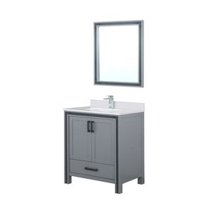 Mobile da Bagno Grigio Scuro 30 Pollici L X 22 Pollici Set rubinetteria D con piano in quarzo bianco, 28 pollici. Mobili da Bagno con Specchio - Product Image 3