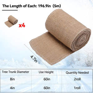 Enveloppes de protection pour arbres en jute naturelle 100 % écologiques, 5 pouces x 16 pieds, rouleaux de jute pour protéger les troncs des arbres de jardinage - Product Image 3