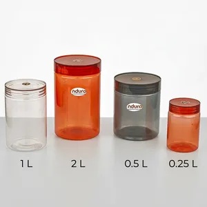 Frasco de Plástico Transparente Cilíndrico NDURO SS4701, Libre de BPA, Apto para Alimentos, Ecológico, Envase para Tabletas y Píldoras con Tapa de Rosca - Product Image 1