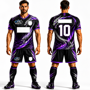 Uniforme de Fútbol Personalizable de Alta Calidad, Conjunto Completo con Camiseta y Pantalones Cortos, Transpirable y de Secado Rápido para Competencia de Equipos - Product Image 1