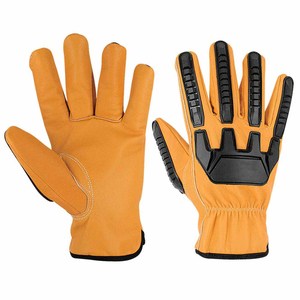 Top Quality Cowhide Grain Leather Yellow <b>Driver</b> <b>Gloves</b> Impact Resistant Heavy Duty Durability Work Protection <b>Gloves</b> - Product Image 4