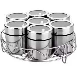 New Arrival Stainless Steel <b>Spice</b> <b>Jar</b> Set with 7 <b>Jars</b> and Wire Rack Dust Resistant Herb Storage Container - Product Image 2