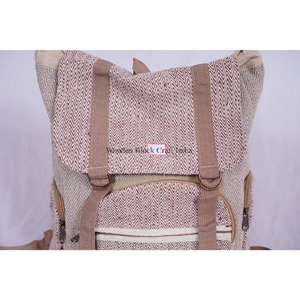 Sac à dos de voyage multifonctionnel en cuir véritable avec poche avant à boucle, grande capacité, décontracté, pour étudiants, école et bureau, couleur beige - Product Image 5