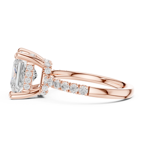 Anillo de Compromiso de Diamantes con Corte Princesa para Mujer, Oro Sólido de 18K, Engaste Pavé, Estilo Clásico - Product Image 3