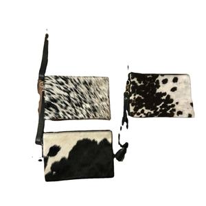 Brown Customized Real Cowhide Leather <b>Wristlet</b> Clutch Purse Handbag Wallet Black with Custom logo Printed Oem Service - Product Image 1