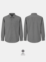 Kemeja Lengan Panjang Kasual Kantor Musim Panas Bahan Katun Twill Khaki Premium dengan Cetakan Digital
