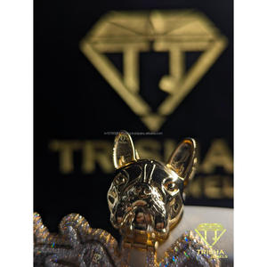 Colgante de Lujo Personalizado con Letra TMB y Cabeza de Perro, Diamantes Moissanita VVS, Plata de Ley 925, Joyería Hip Hop de Trisha Jewels - Product Image 3