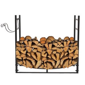 Porte-bûches en fer forgé de 33 pouces, élégant support de rangement pour bois de chauffage pour cheminées, ensembles et accessoires de cheminée XH - Product Image 1
