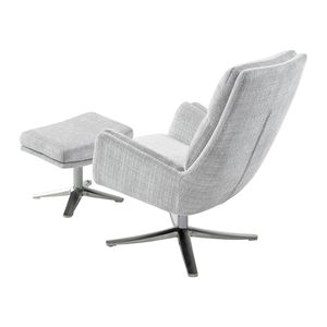 Fauteuil pivotant avec ottoman, confortable, revêtement en chenille grise, meubles élégants, base en métal finition argentée, 1 pièce, ensembles pour salon - Product Image 4