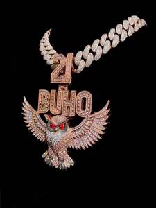 Pendentif Hibou Personnalisé en Argent 925 et Moissanite, Sertissage Griffe Brillant Glacé, Plaqué Rhodium, pour Bijoux de Luxe Certifiés Unisexe - Product Image 3