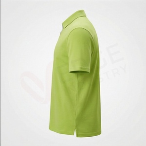 เสื้อโปโลแขนสั้นสีเขียวมะนาวสำหรับผู้ชาย ผ้าถัก สีพื้น มีซิป ทรงลำลอง ใส่สบาย - Product Image 3