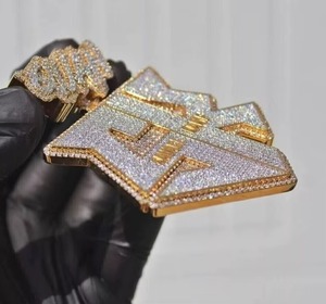 Colgante de Diamante Moissanite Totalmente Cubierto de Circonitas, Plata 925, Colgante con Nombre en Letras Estilo Hip Hop, Colgante Brillante, Joyería Personalizada para Él - Product Image 1