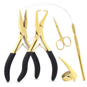 Kit de pinces à extensions de cheveux MAGMA BEAUTY en acier inoxydable, aiguille à crochet, usage professionnel commercial, outils pour extensions de cheveux, sur mesure - Product Image 2