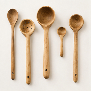 Ensemble de cuillères de cuisine en bois – Ustensiles de cuisine en bois de qualité supérieure, antiadhésifs, durables, avec long manche, louche à soupe – Vente en gros - Product Image 1