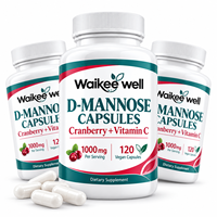 Complément Naturel pour la Santé des Voies Urinaires : Capsules de D-Mannose en Poudre, 120 Unités, Sans Gluten, Santé Féminine Adulte, OEM