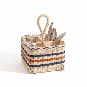 Organizador de Cubiertos Portátil de Mimbre Tejido, Multi-sección, para Cocina, Decorativo, para Mesa, Venta al por Mayor - Product Image 1