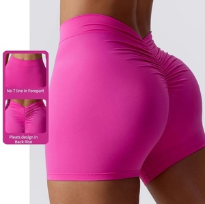 Shorts de yoga pour femme, effet push-up, pour la gym et l'exercice, style cycliste, avec plis au dos - Product Image 4