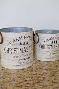 Seau rond en étain blanc galvanisé avec design tendance parfait pour les célébrations abordables et la décoration de cadeaux pour la maison - Product Image 6