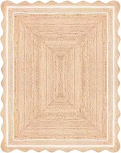 High Quality Braided <b>Jute</b> <b>Rug</b> Handmade Washable Pet Friendly Modern Rectangle Scalloped Travel Picnic Home Use - Product Image 3