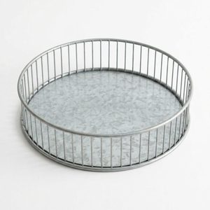 Bandeja Decorativa de Hierro Galvanizado Natural Hecha a Mano con Borde Abierto de 25 cm para Decoración del Hogar - Product Image 3