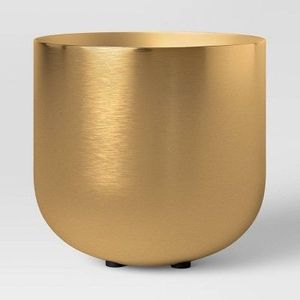Modern Brass Flower Pot with Stand 13 & 16 Inch Indoor <b>Planters</b> Minimalist Design for Home Decor - Product Image 2