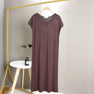 Grande taille, 100% coton, écologique, respirant, col en V, ample, longue, sexy, confortable, chemise de nuit avec taille élastique pour femmes - Product Image 2