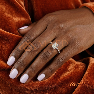 White Gold Polished Radiant <b>Solitaire</b> – Sleek Multi-Stone Station Detail Promise <b>Ring</b> - Product Image 4