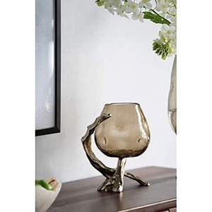 Golden Antler Candle Stand with Amber <b>Glass</b> Holder <b>Heat</b> <b>Resistant</b> Home Decoration Metal Holder - Product Image 3