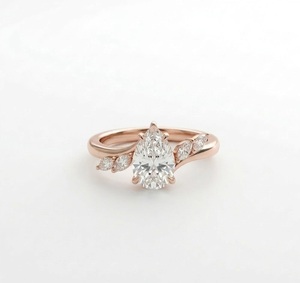 New Arrival IGI Certified 14K Pure <b>Gold</b> Pear Diamond Eternity Style Bypass Stackable Wedding Band Diamond <b>Ring</b> Bridal <b>Set</b> <b>Ring</b> - Product Image 5