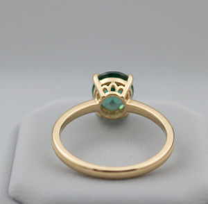 แหวนเงินแท้ 925 ชุบทอง 18K ประดับมรกตสีเขียว ดีไซน์แหวนค็อกเทล ของขวัญสำหรับเธอ - Product Image 5