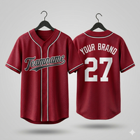 Jersey Baseball 100% Poliester Pria Dewasa Seragam Softball Custom Warna Solid Sablon Anti-Bakteri Lengan Pendek
