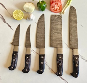Juego de 5 Cuchillos de Chef de Acero de Damasco Hechos a Mano de 67 Capas |   Juego de Cuchillos de Cocina Profesionales con Mangos de Madera, Afilados como una Navaja, Ambidiestros, OEM - Product Image 1