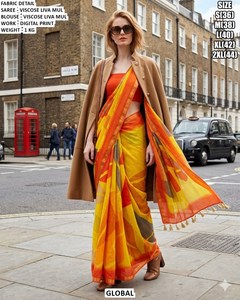 Sari naranja Aab-e-Zar - Product Image 1